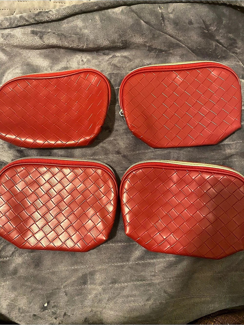 4 pcs lancome makeup bag Red Cosmetic Pouch Set
